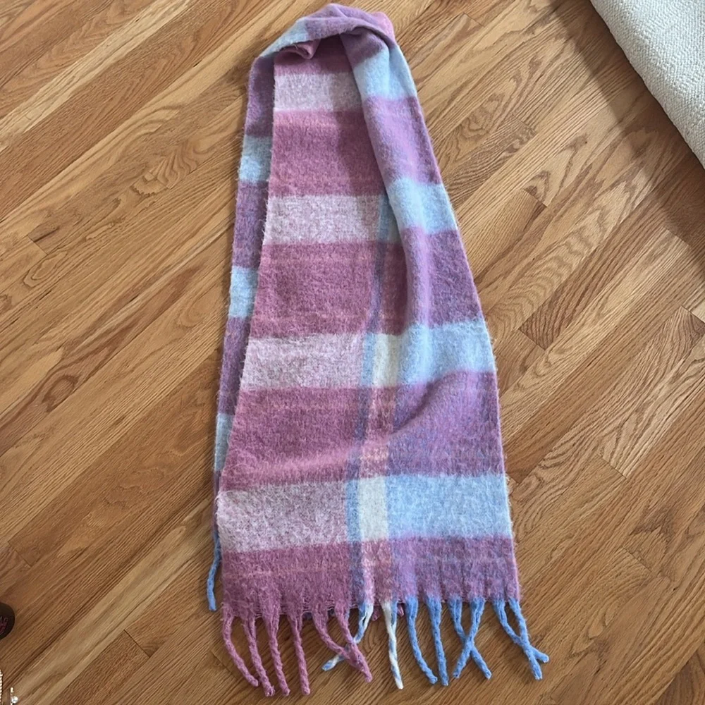 Blanket scarf plaid scarf pink blue light purple